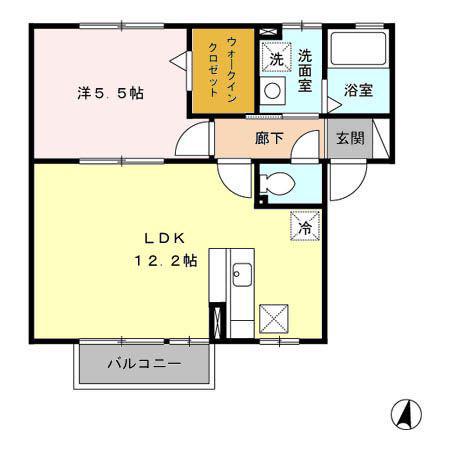 ルミエール(1LDK/1階)の間取り写真