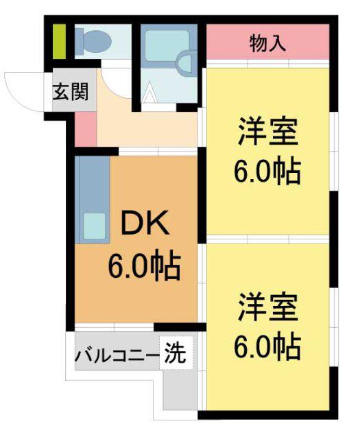 FFハイツ(2DK/2階)の間取り写真