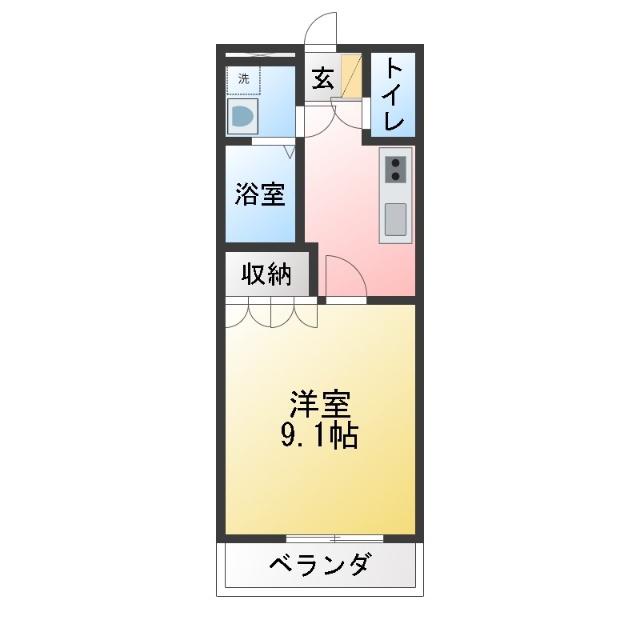 サンハイツ(1K/1階)の間取り写真