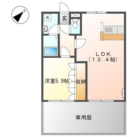 IMAGINE I(1LDK/1階)の間取り写真