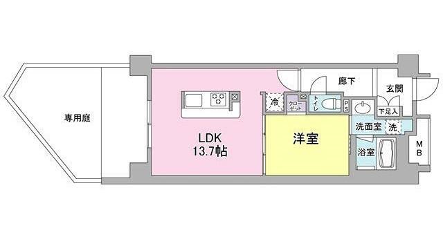 アンビエンテ経堂(1LDK/1階)の間取り写真