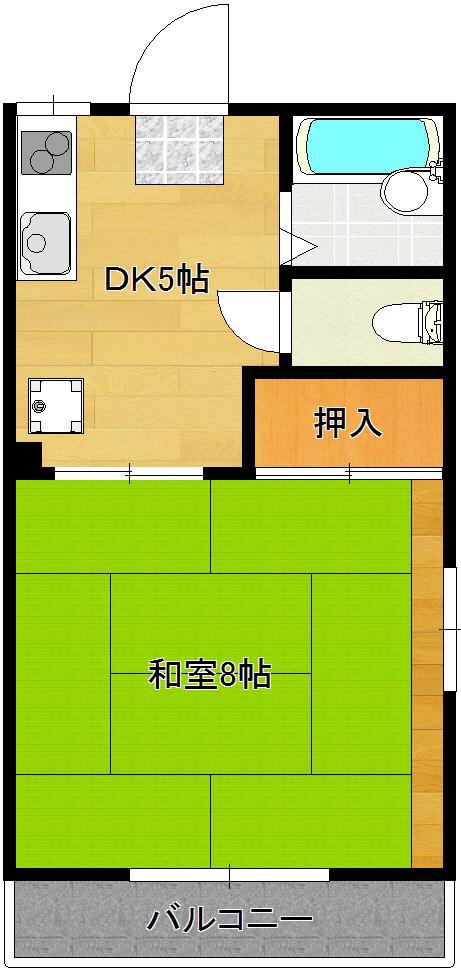 シャンプル高津(1DK/2階)の間取り写真