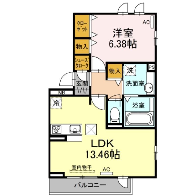 D-CASTLE(1LDK/1階)の間取り写真