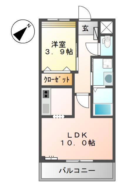 サクシード1(1LDK/2階)の間取り写真