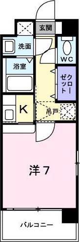 エバー グリーン(1K/1階)の間取り写真