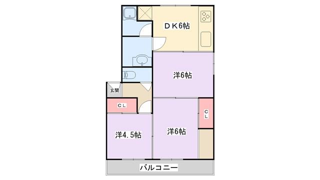 閤師マンション(3DK/1階)の間取り写真