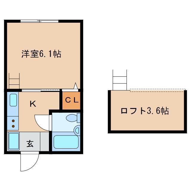 セレーネ(1K/2階)の間取り写真
