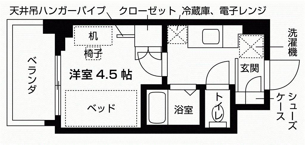 キャンパスヴィレッジ西宮門戸厄神(ワンルーム/3階)の間取り写真