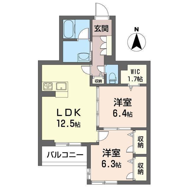 ゼブリナス元町(2LDK/3階)の間取り写真