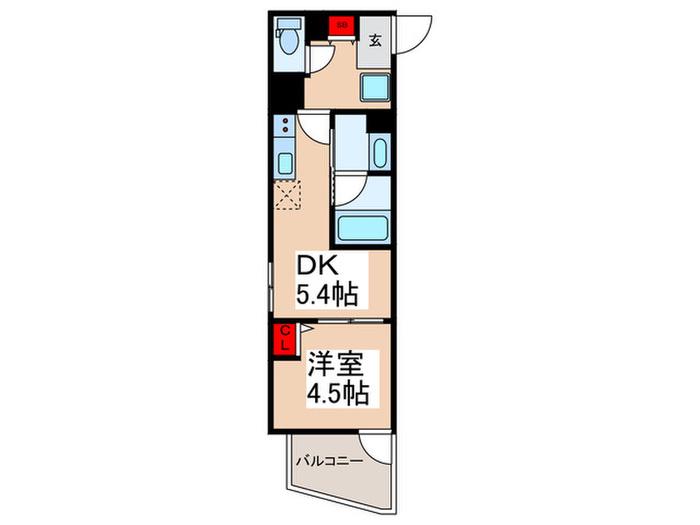 グランカーサ住吉III(1DK/2階)の間取り写真