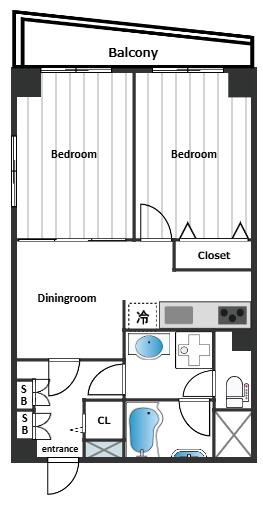 恒陽馬込マンション(2DK/2階)の間取り写真