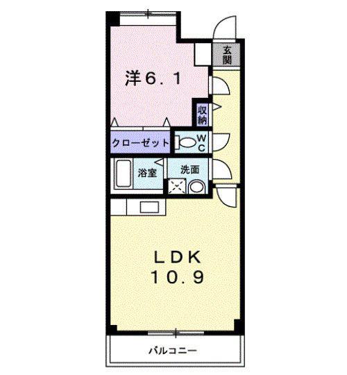メルベーユフジワラII(1LDK/2階)の間取り写真
