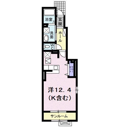 ビスターリA(ワンルーム/1階)の間取り写真