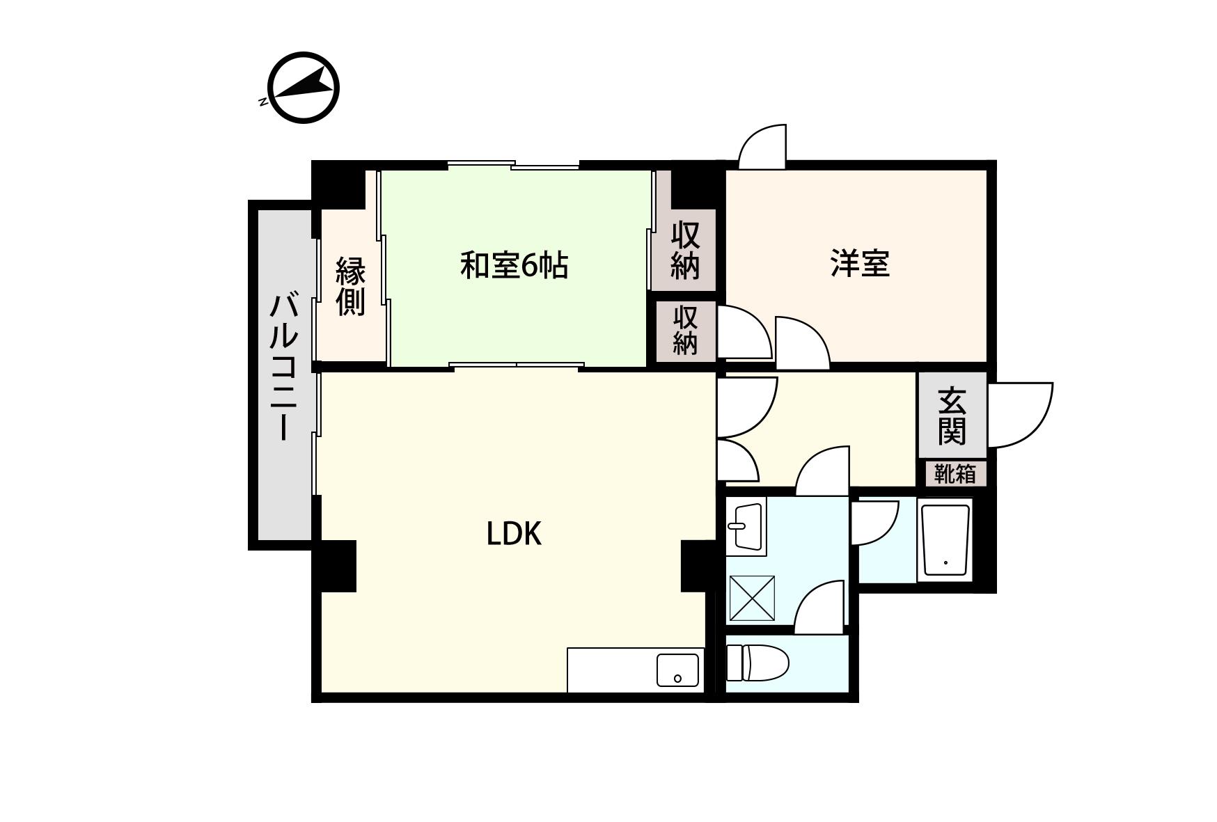 アシスト第2金沢マンション(2LDK/1階)の間取り写真