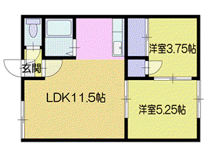 シティハイムライラック(2LDK/2階)の間取り写真