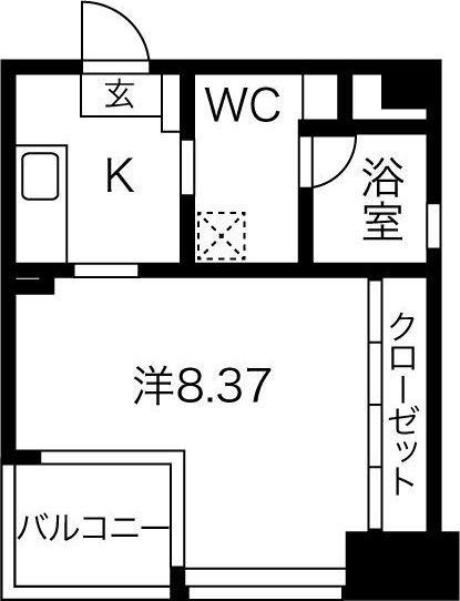 GRAN DUKE 代官町(1K/3階)の間取り写真