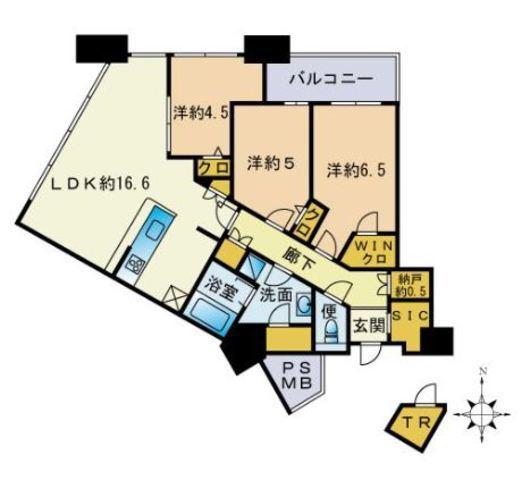 センターマークスタワー(3LDK/31階)の間取り写真
