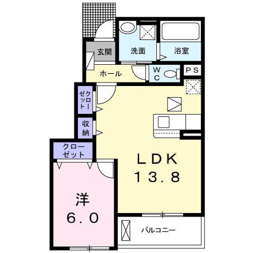 ロコ ソレイユ ドゥ(1LDK/1階)の間取り写真