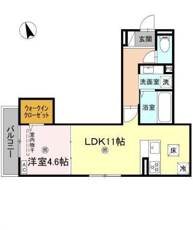 ファミールJII(1LDK/1階)の間取り写真