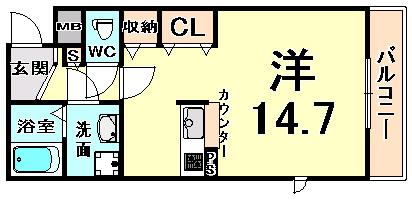 サン・アムール(ワンルーム/1階)の間取り写真