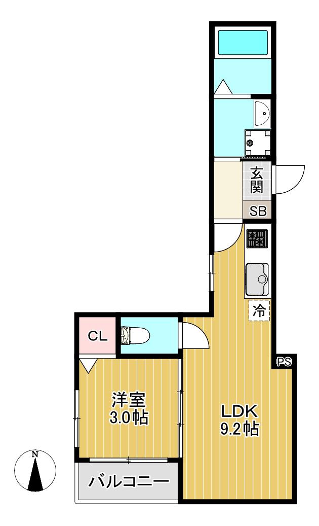 F ASECIA FLEUVE(1LDK/2階)の間取り写真