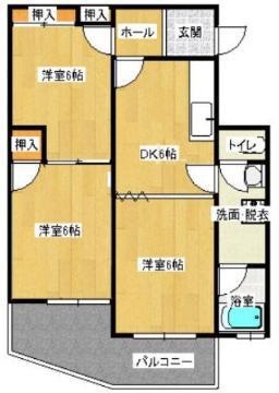 ビバリーヒルズ(3DK/3階)の間取り写真