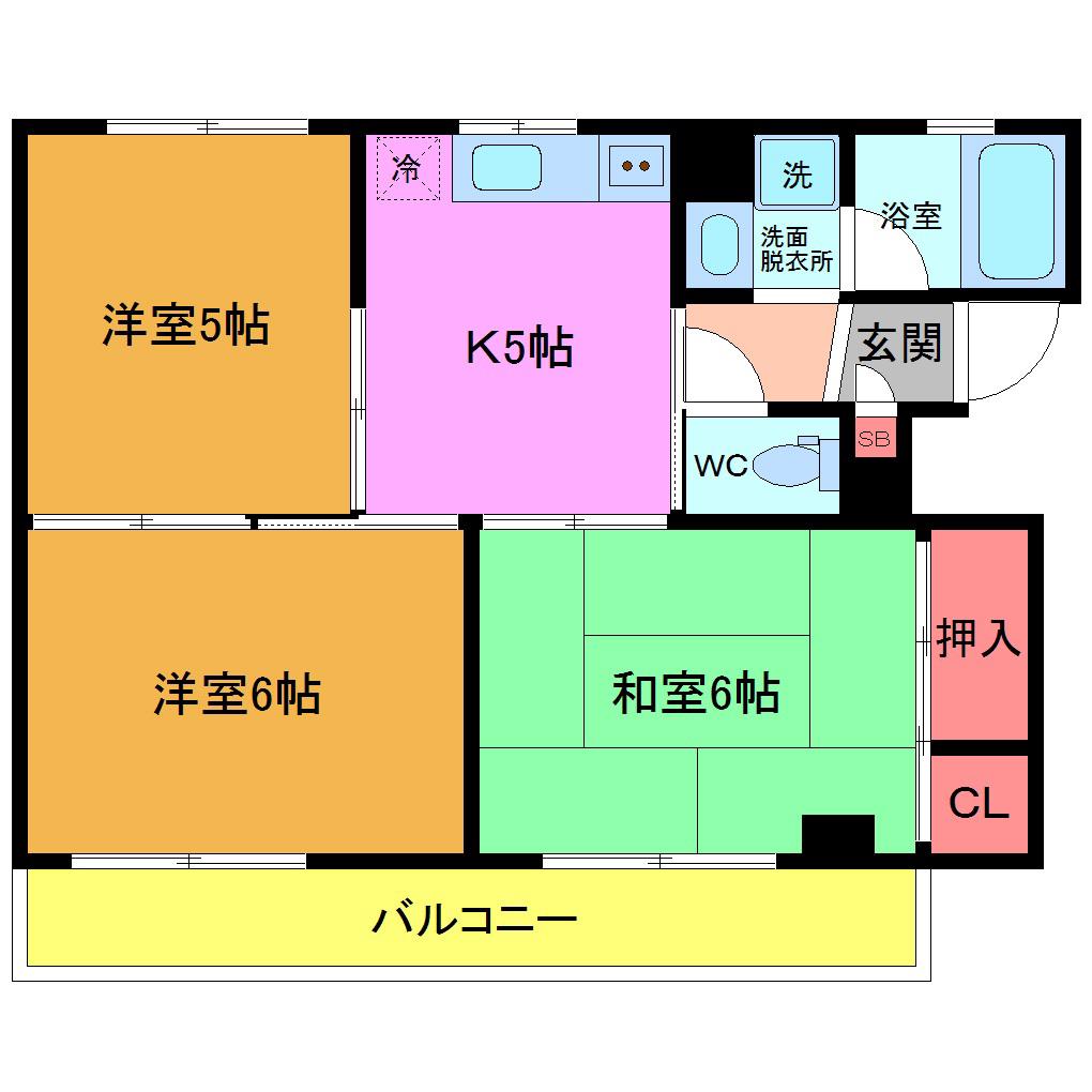 グローリヤマンション(3K/2階)の間取り写真
