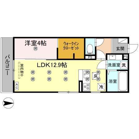 アナシエ朝美(1LDK/1階)の間取り写真