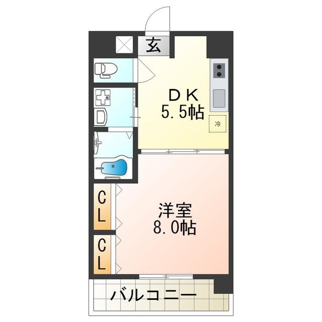 イーストコーストヴィラ(1DK/5階)の間取り写真