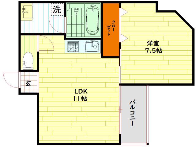 エムズ大宮(1LDK/4階)の間取り写真