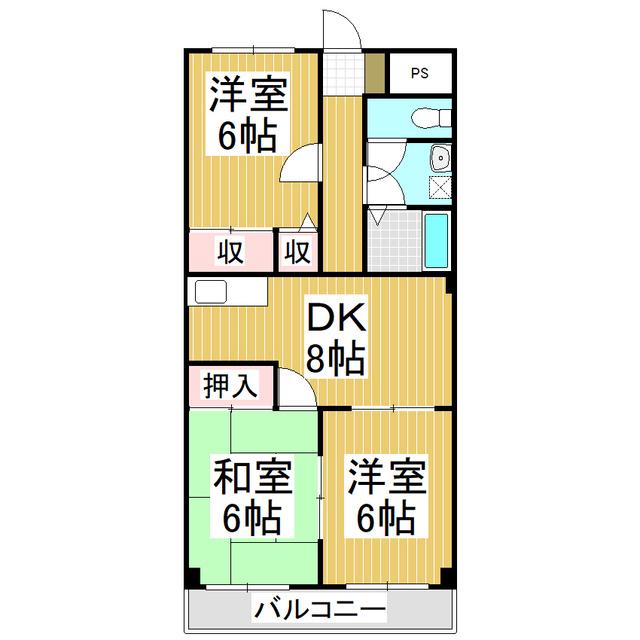 平林ピアII(3DK/3階)の間取り写真