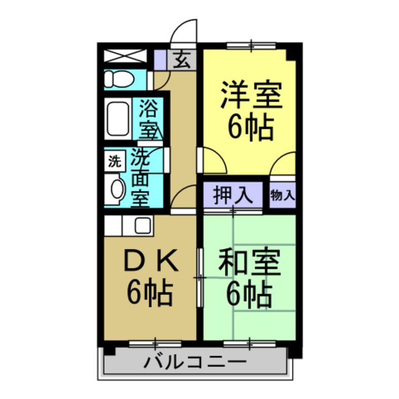 ミキビル桐ヶ丘1(2DK/2階)の間取り写真