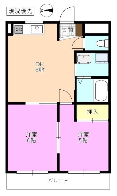 アーク松本レジデンス(2DK/2階)の間取り写真