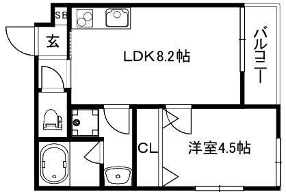 PRIVATE RESIDENCE西院(1LDK/3階)の間取り写真