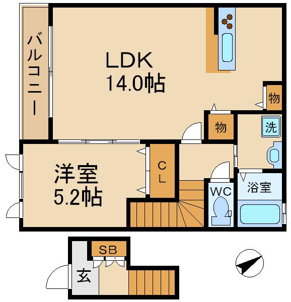 IKメゾンA(1LDK/2階)の間取り写真