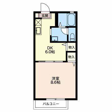 ヴィラノーツ B(1DK/2階)の間取り写真