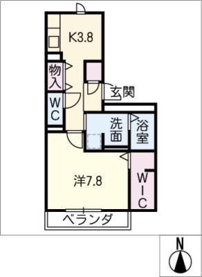 シャルディーノ(1K/2階)の間取り写真