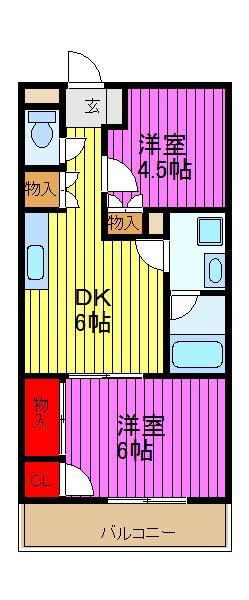 リバティ金子(1LDK/2階)の間取り写真
