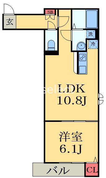 YUU黒砂(1LDK/2階)の間取り写真