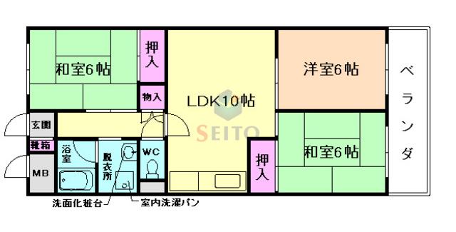 メゾン二本松(3LDK/4階)の間取り写真