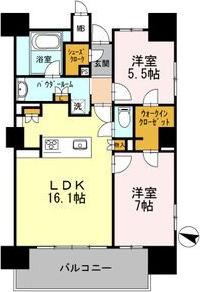 ロイヤルパークスERささしま ウエスト(2LDK/16階)の間取り写真