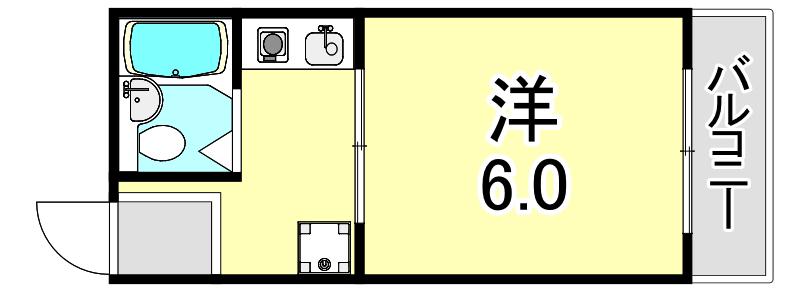 ヴィラ福原(1K/5階)の間取り写真
