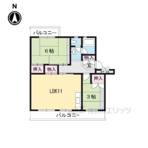 びわ湖美空団地26号棟(2LDK/3階)の間取り写真