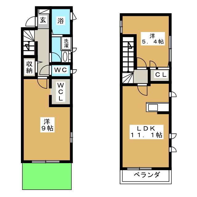 クリージュ弐番館(2LDK/1階)の間取り写真