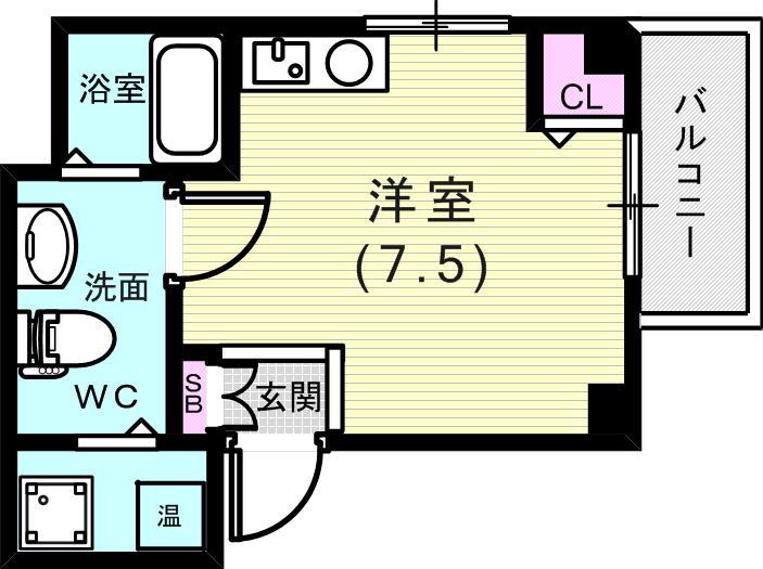 パイン神戸元町(ワンルーム/3階)の間取り写真