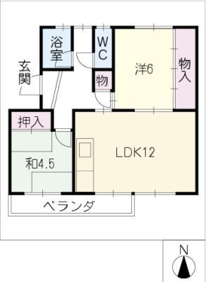 大桑ハイツ(2LDK/3階)の間取り写真
