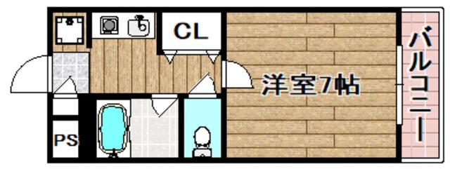 コアシティ如是(1K/3階)の間取り写真