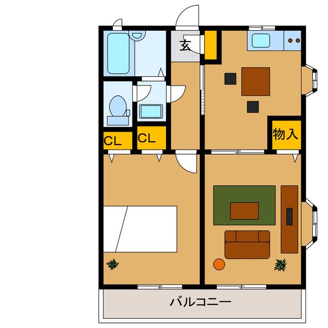 ハイラーク(1LDK/1階)の間取り写真