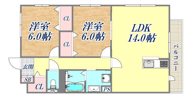 メゾン梅ノ木(2LDK/3階)の間取り写真