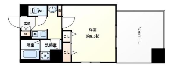プレサンス神戸裁判所駅前(1K/2階)の間取り写真